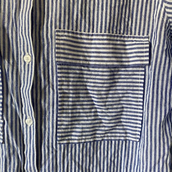 Rails Womens Blouse Size XS Frances Banker Stripe Floral Patch Button Down Shirt - Picture 5 of 11